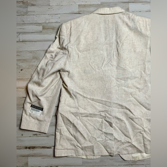 David Taylor blazer Rayon Polyester Linen blend Cream 48L NWT - Picture 9 of 12